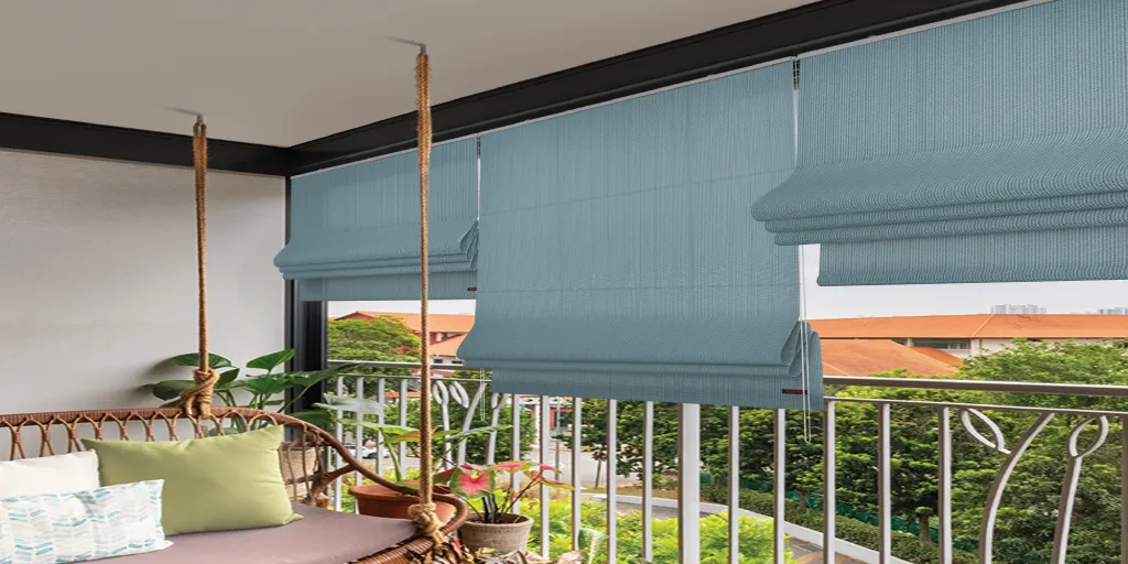 blue Outdoor Roller Blinds