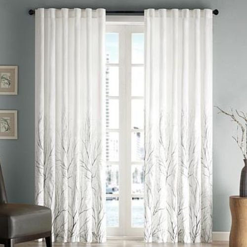 White Floral Curtains