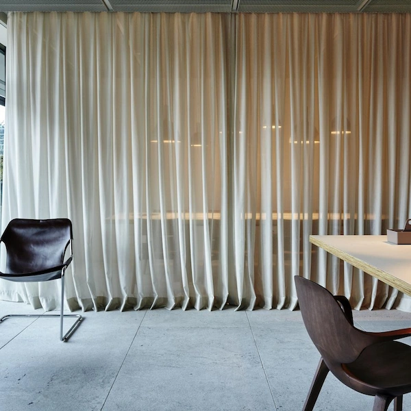 Sheer office curtains for natural light in Dubai offices