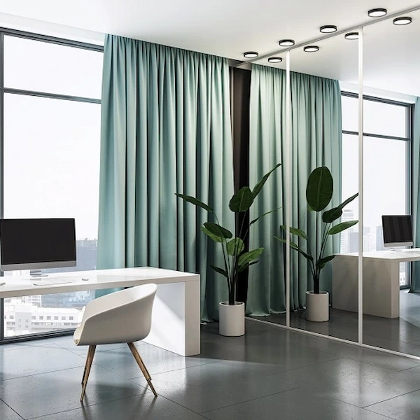 Minimal office window curtains for corporate interiors