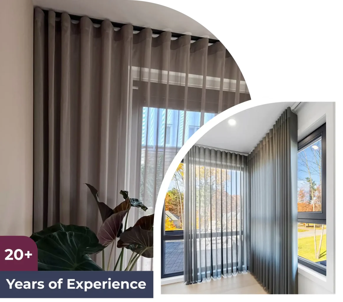 Custom wave curtains options with fabric samples