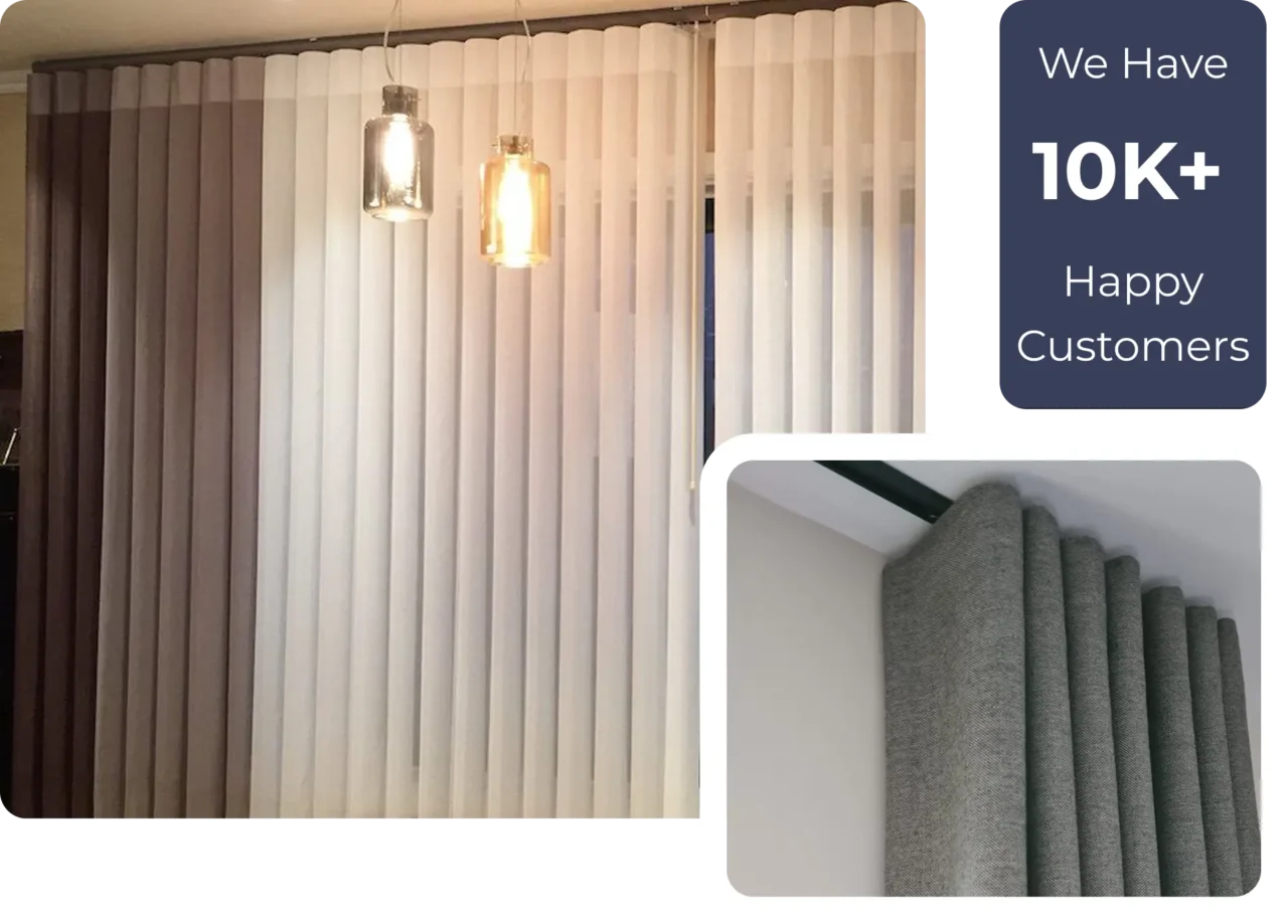 S-wave fold curtain pleats and fabric quality.