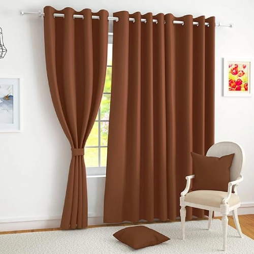 CM Premium Faux Silk Solid Pattern 100% Blackout Grommet Door Curtain