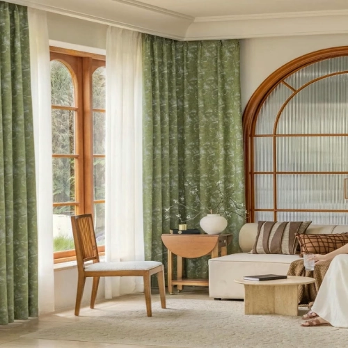 Designer Curtains Ginkgo Leaves Blackout Curtains Jacquard Green Curtain