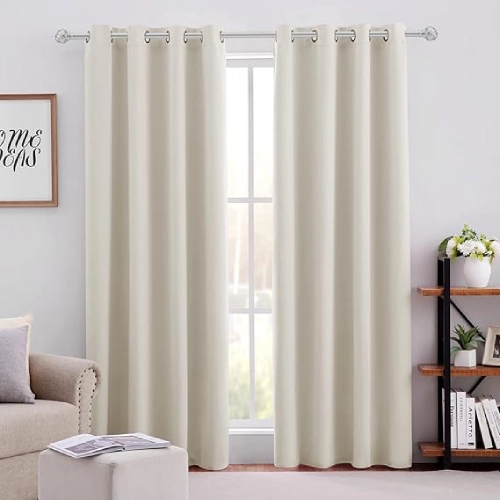HOMEIDEAS Cream Beige Blackout Curtains