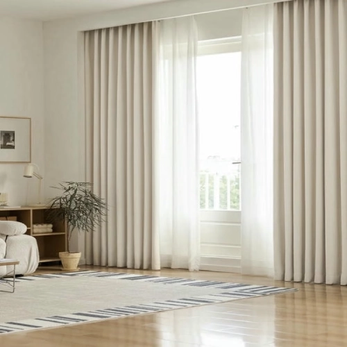 Heavyweight Linen Blend White Blackout Curtain Available in 18 Colors