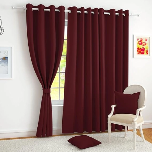 Maroon Eyelet Curtains