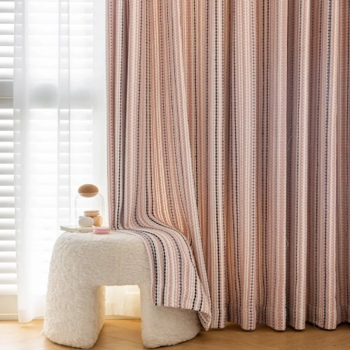 Striped Curtains Fair Isle Jacquard Blackout Drapery for Playroom