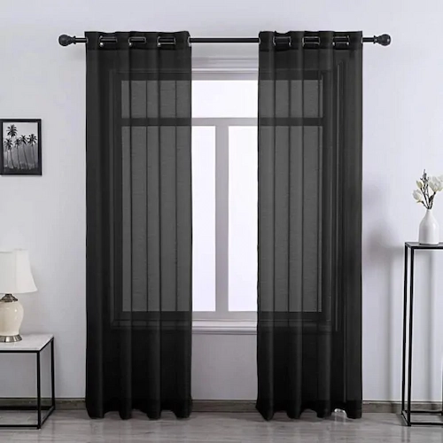 Black Airy Chiffon Curtains