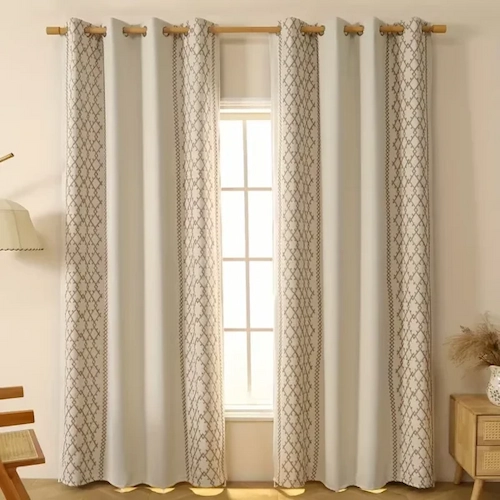 Geometric Embroidered Blackout Curtains