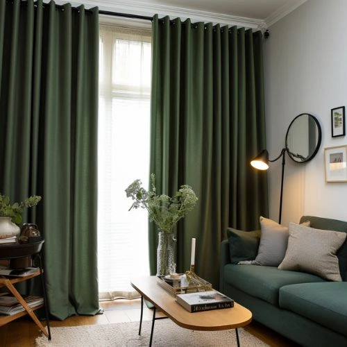 Soundproof Blackout Curtains Vintage Green
