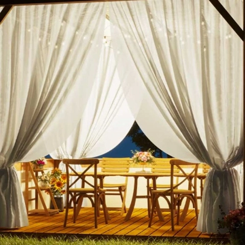 White Outdoor Voile Curtain