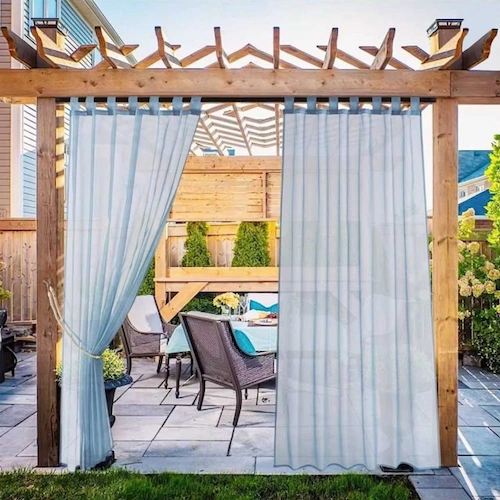 outdoor haze blue voile curtain