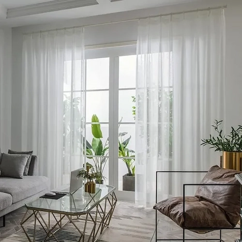 White Linen Sheer Curtains