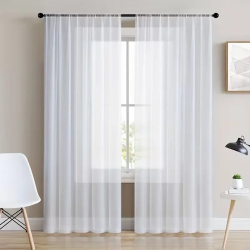 Chiffon Curtains White Semi-Translucent Floral Drapes White Semi-Translucent Floral Drapes Dubai