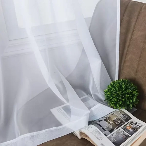 Chiffon Curtains White Semi-Translucent Floral Drapes White Semi-Translucent Floral Drapes at Dubai
