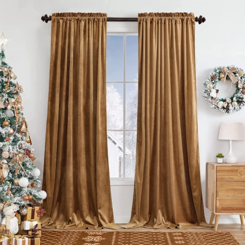 Benedeco Camel Velvet Curtains Benedeco Camel Velvet Curtains