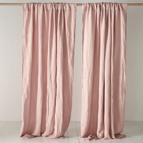 Blush Pink 100% Linen Loop Top Curtain Blush Pink 100% Linen Loop Top Curtain