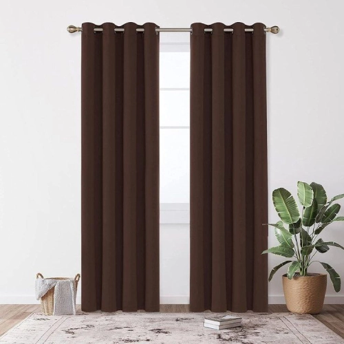 Chocolate Silk Sheen Eyelet Curtain Chocolate Silk Sheen Eyelet Curtains