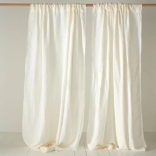 Cream 100% Linen Loop Top Curtain Cream 100% Linen Loop Top Curtain