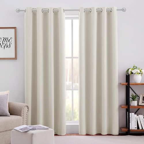 HOMEIDEAS Cream Beige Blackout Curtains HOMEIDEAS Cream Beige Blackout Curtains