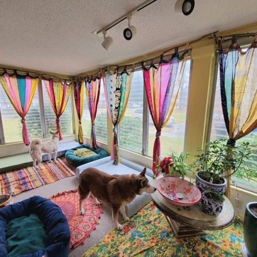 Multi Color Silk Curtains Multi-Color Silk Curtain