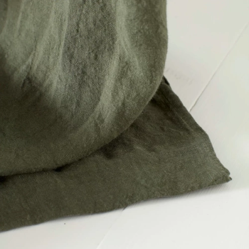 Olive Green 100% Linen Loop Top Curtain Olive Green 100% Linen Loop Top Curtains