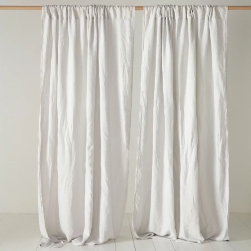 Pebble Grey 100% Linen Loop Top Curtain Pebble Grey 100% Linen Loop Top Curtains
