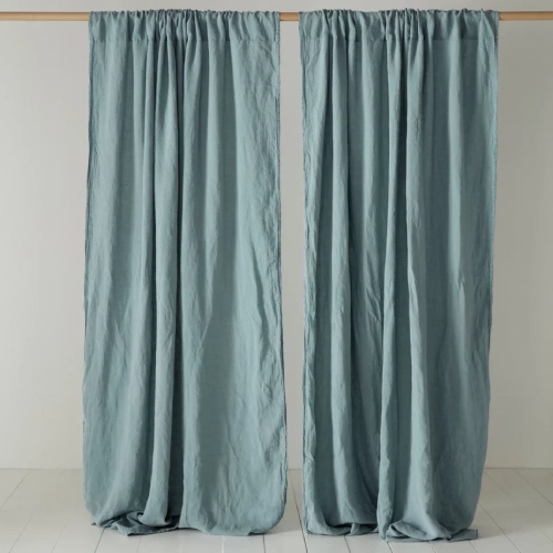 Teal 100% Linen Loop Top Curtain Teal 100% Linen Loop Top Curtain