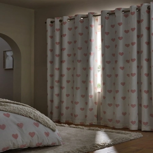 White Heart Print Curtains White Heart Print Curtain