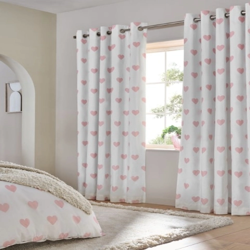 White Heart Print Curtains White Heart Print Curtains